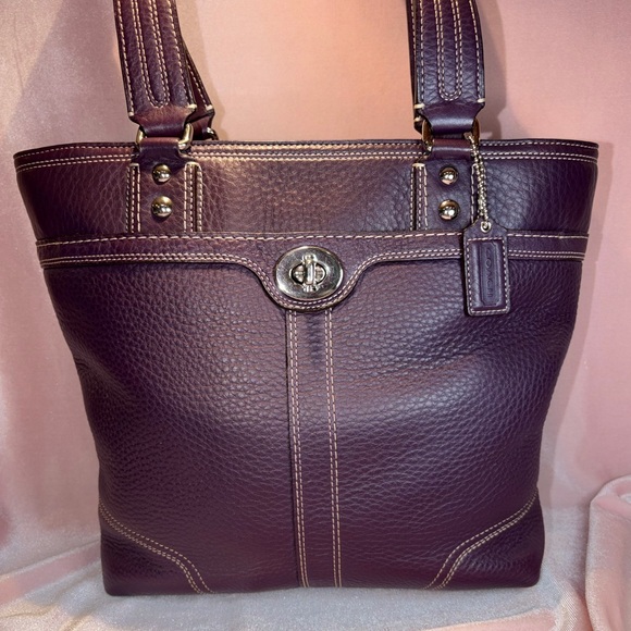 Coach Handbags - Vintage Authentic Coach Purple Pebbled Leather Hamilton Hampton Tote Bag F13959